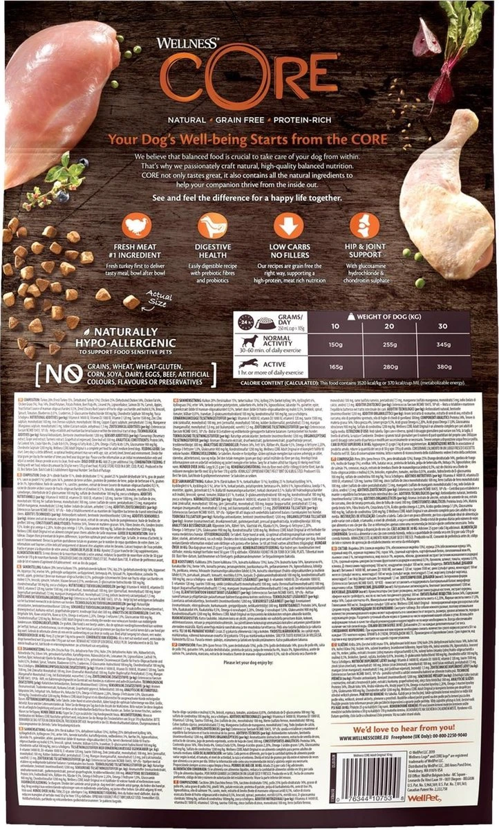 Wellness Core Grain Free Dog Original Kalkoen & Kip - Hondenvoer - 10 Kg 5 Wellness Core Grain Free Dog Original Kalkoen & Kip - Hondenvoer - 10 Kg - Afbeelding 3