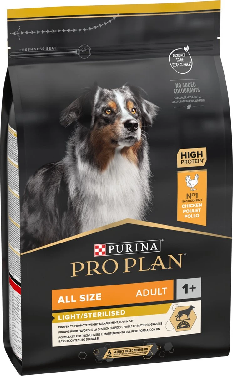 Pro Plan All Sizes Adult Light/Sterilised - Honden Droogvoer - Kip- 3 Kg 7 Pro Plan All Sizes Adult Light/Sterilised - Honden Droogvoer - Kip- 3 Kg - Afbeelding 5