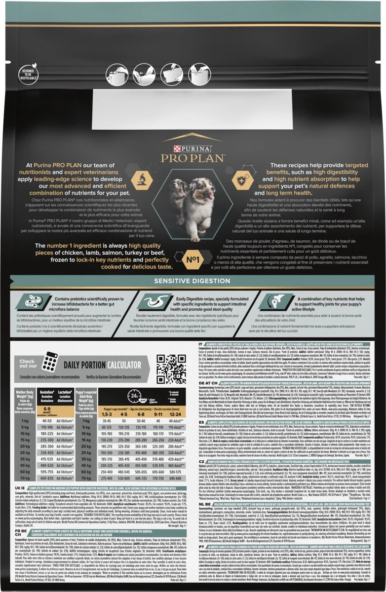 Pro Plan Medium Puppy Sensitive Digestion - Honden Droogvoer - Lam - 4 X 3 Kg 10 Pro Plan Medium Puppy Sensitive Digestion - Honden Droogvoer - Lam - 4 X 3 Kg - Afbeelding 8
