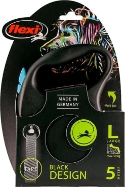 Hondenriem - Looplijn - FLEXI Rollijn BLACK DESIGN TAPE - L - ZWART/BLAUW - 5 Meter -Hondenspullen Verkoop 802x1200 4