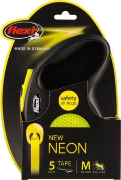 Flexi New Neon Tape - Hondenriem - Geel/Zwart - M - 5 M - (<25 Kg) -Hondenspullen Verkoop 808x1200 2