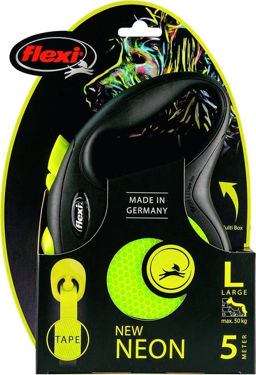 Flexi New Neon Tape - Hondenriem - Geel/Zwart - L - 5 M - (<50 Kg) 7 Flexi New Neon Tape - Hondenriem - Geel/Zwart - L - 5 M - (<50 Kg) - Afbeelding 5