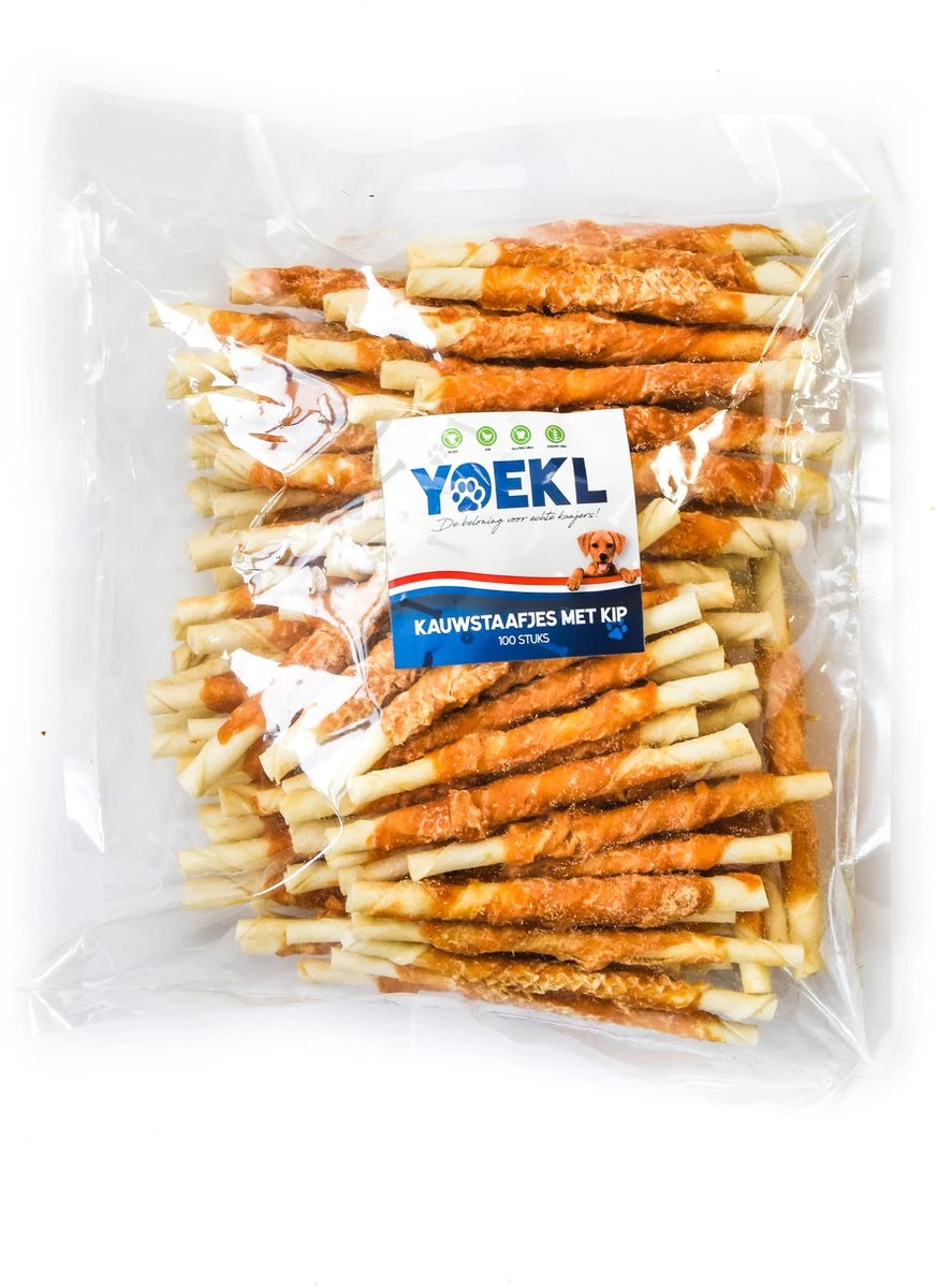 YOEKL Kauwstaafjes Met Kip 100 Stuks Hondensnack Kauwsnack Kauwbot 3 YOEKL Kauwstaafjes Met Kip 100 Stuks Hondensnack Kauwsnack Kauwbot