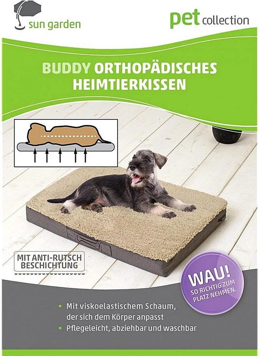 Sun Garden Buddy Orthopedisch Hondenkussen 72x50x8cm Antraciet 6 Sun Garden Buddy Orthopedisch Hondenkussen 72x50x8cm Antraciet - Afbeelding 4