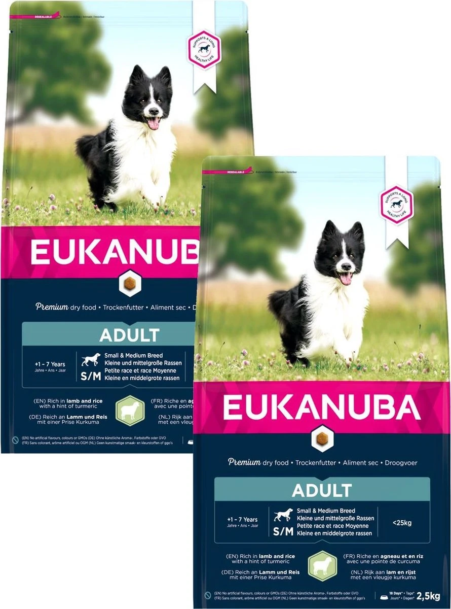 Eukanuba Adult Small/Medium Breed Lam&Rijst - Hondenvoer - 2 X 2.5 Kg 3 Eukanuba Adult Small/Medium Breed Lam&Rijst - Hondenvoer - 2 X 2.5 Kg