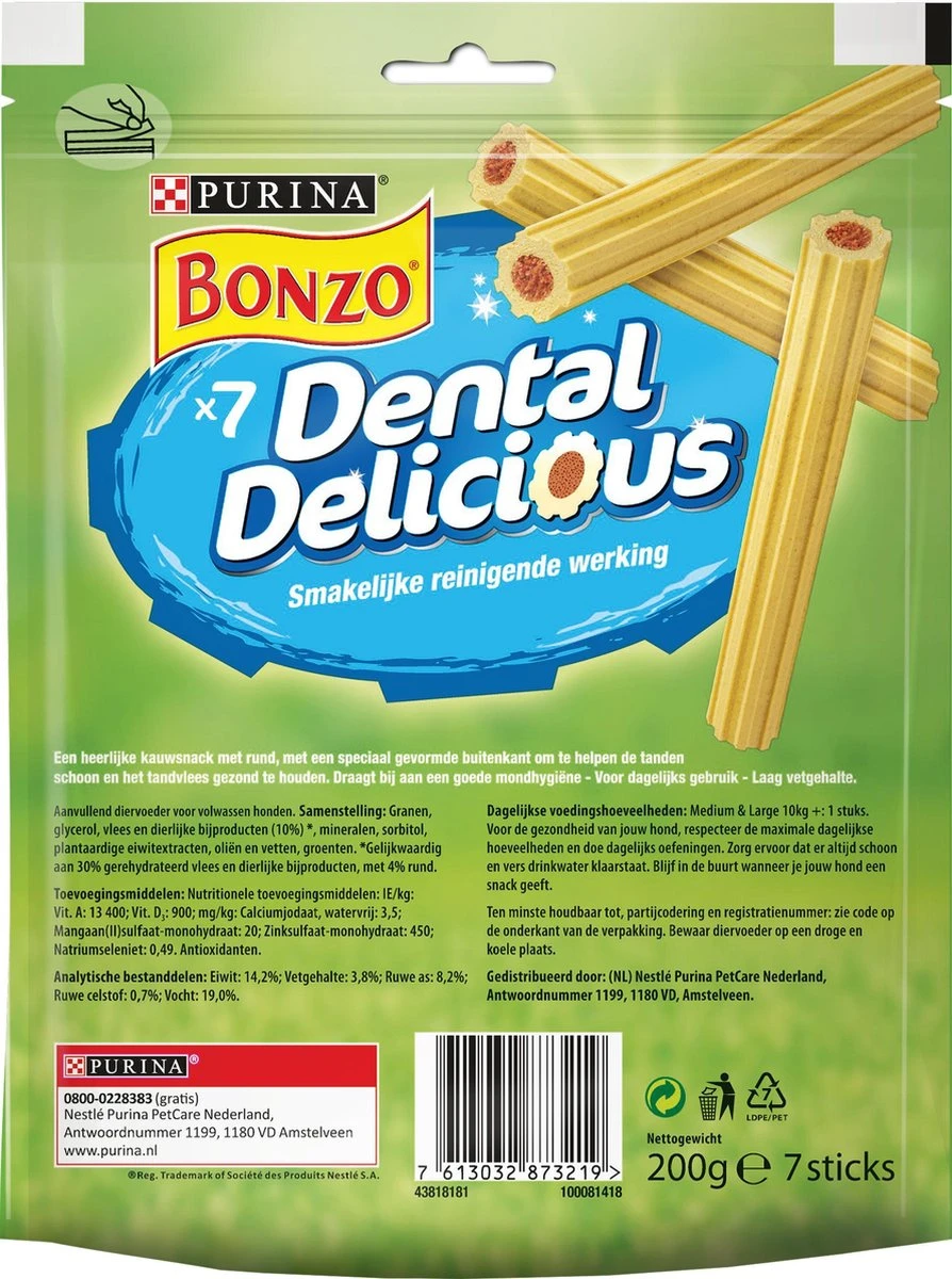 Bonzo Dental Delicious - Hondensnacks Rund - 6 X 200 G 6 Bonzo Dental Delicious - Hondensnacks Rund - 6 X 200 G - Afbeelding 4
