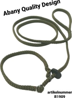 Abany Quality Design 1.80 Mtr Jachtgroen - Jachtlijn - Dubbele Stop - Retrieverlijn - Gentle Leader - Lijn Leiband Met Halsband - Sliplijn Met Stop – Half Slip - Puppylijn - Vanglijn - Mantrailing - 1R1909