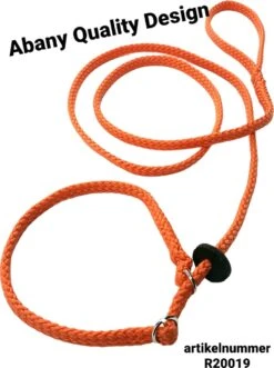 Abany Quality Design 1.80 Mtr Oranje - Jachtlijn - Dubbele Stop - Retrieverlijn - Gentle Leader - Lijn Leiband Met Halsband - Sliplijn Met Stop – Half Slip - Puppylijn - Vanglijn - Mantrailing - - 1R19019