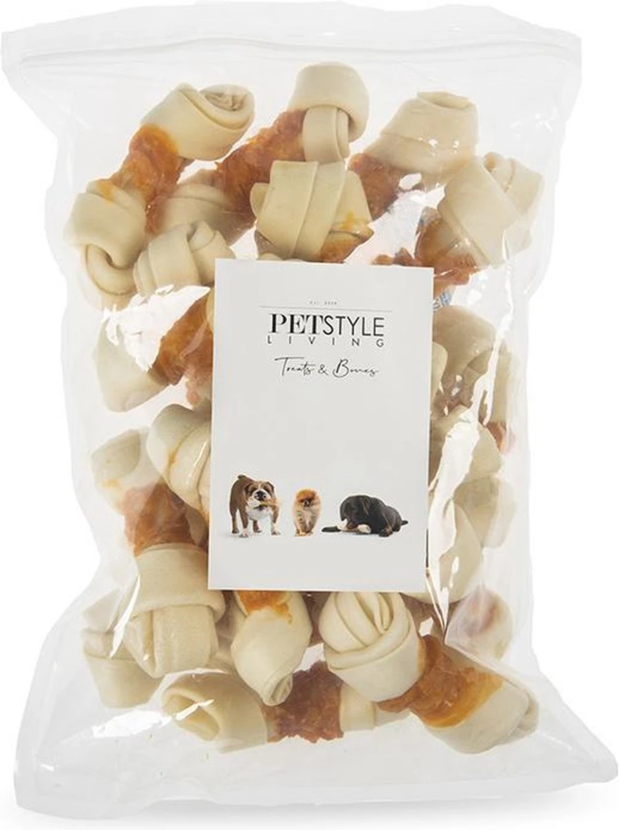 Petstyleliving Geknoopt Bot Met Kip 10-11cm - 20 Stuks - Hersluitbaar - Hondensnacks 3 Petstyleliving Geknoopt Bot Met Kip 10-11cm - 20 Stuks - Hersluitbaar - Hondensnacks