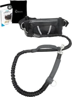 Canicross Looplijn Hond Met Heupriem Voor Hardlopen - Elastische Handsfree Hondenriem - Honden Trainingslijn - 150/200cm - Grijs