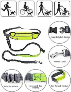 Hondenriem Hardloopriem Elastische Reflecterende Geschikt Voor Hardlopen - Handsfree Riem Met Opbergtasje – Hond Looplijn - Schokabsorberend - Groen -Hondenspullen Verkoop 927x1200 2